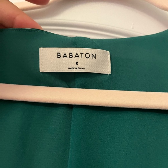 Babaton Wrap Dress Green with Flowers Like New - Picture 2 of 3